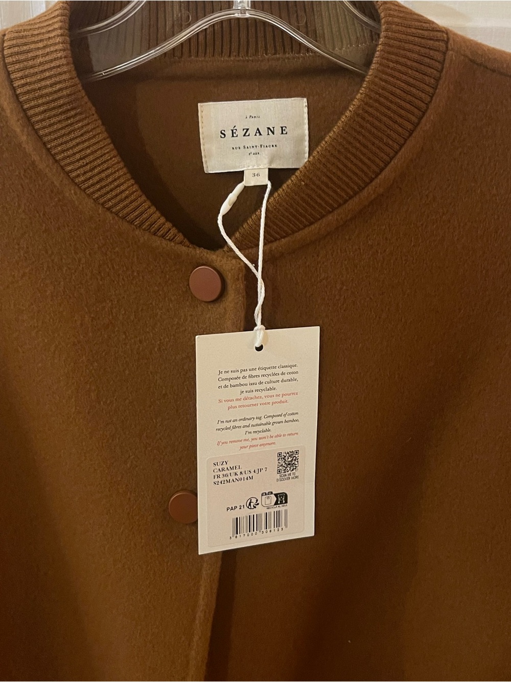 Sezane Suzy Jacket in 'Caramel' - NWT | sz 36 (US 4) - runs large! - Picture 4 of 4